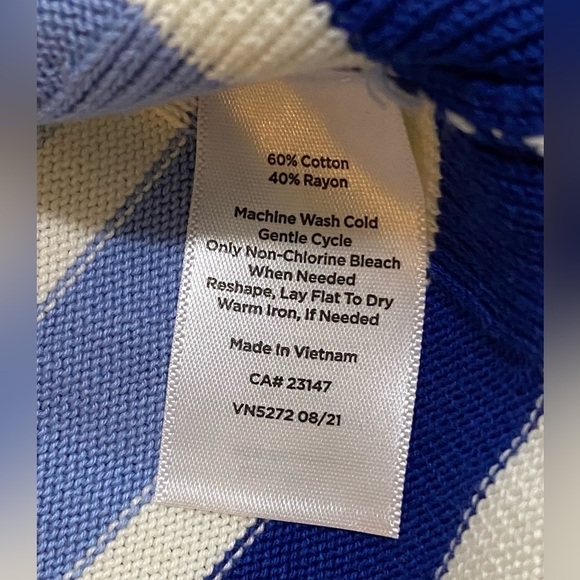 Talbots Cardigan Striped V-neck Cotton sweater - Picture 5 of 6